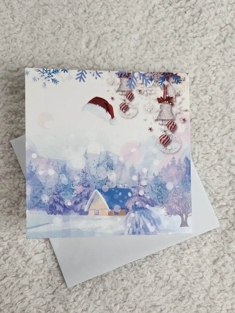 Sparkling Diamond Painting Art Winter Puppy Greeting Card - Blue & Silver